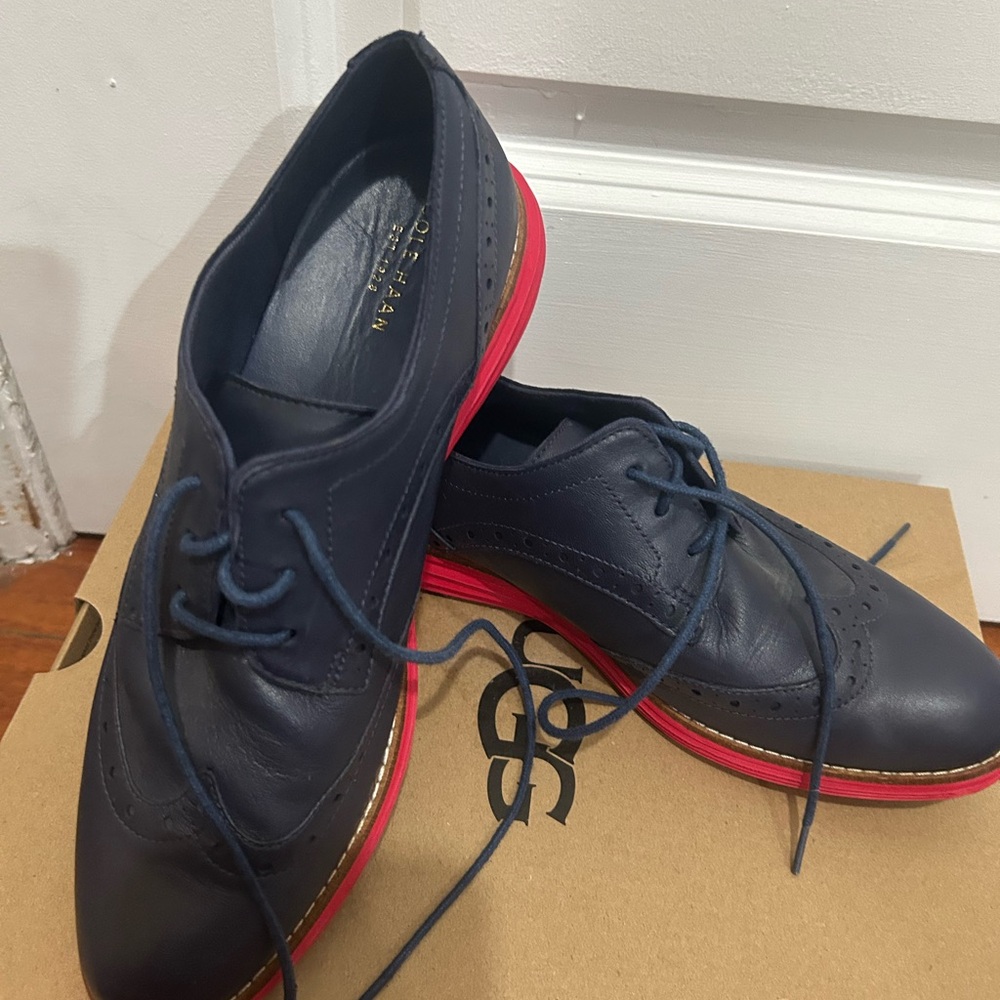 Cole Haan Men's Navy and Red Oxford Shoes